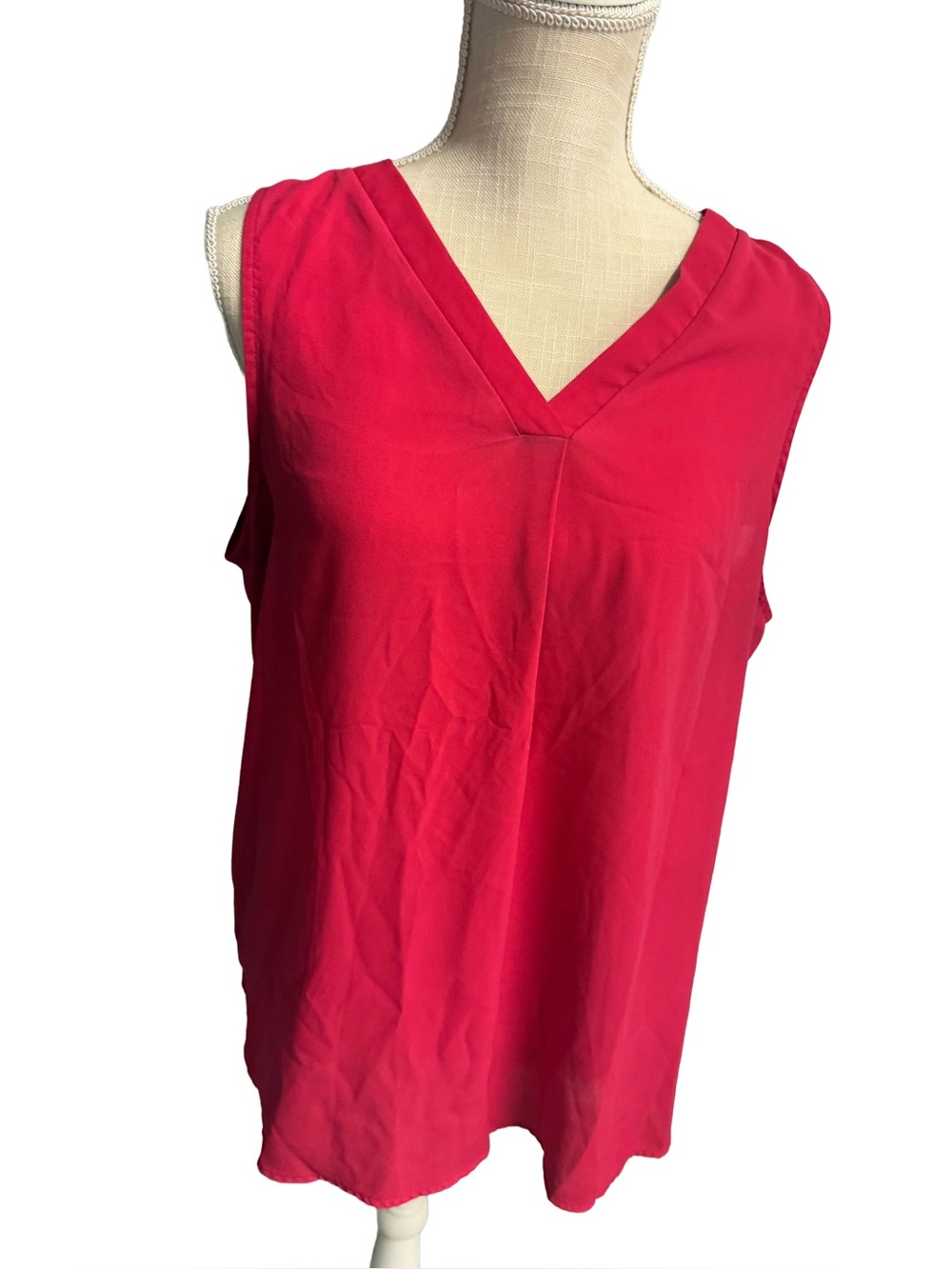 Pleione Sleeveless V-Neck Fuchsia Shell Top